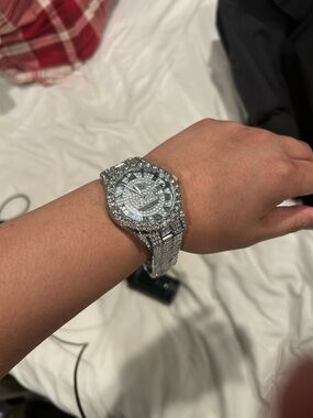 Iced Out CZ Silver Watch
